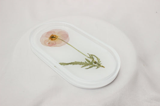 Handmade Resin Pill Tray | Dried Flowers | Bathroom Vanity Tray | Catch All Dish | Trinket Tray | Boho Decor | Bright Floral Resin Tray |