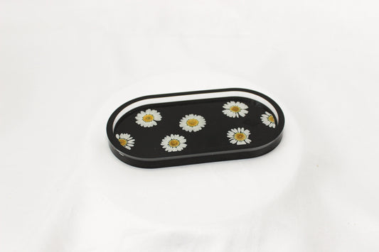Handmade Resin Pill Tray | Dried Flowers | Bathroom Vanity Tray | Catch All Dish | Trinket Tray | Boho Decor | Bright Floral Resin Tray |