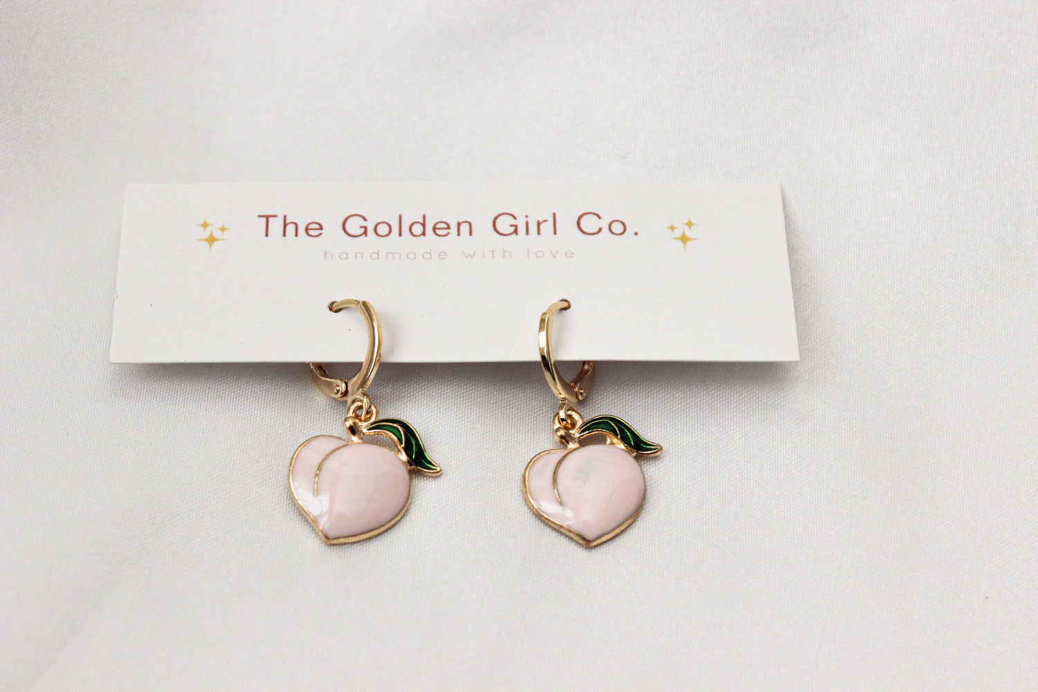 Peach Huggie Hoops | Fruit Huggie Earrings | Dangle Earrings | Gift for Her | Dainty Gold Filled Earring