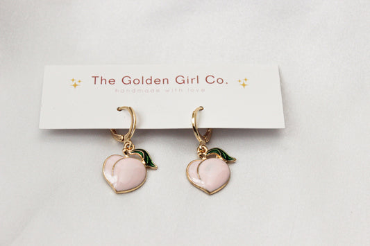 Peach Huggie Hoops | Fruit Huggie Earrings | Dangle Earrings | Gift for Her | Dainty Gold Filled Earring